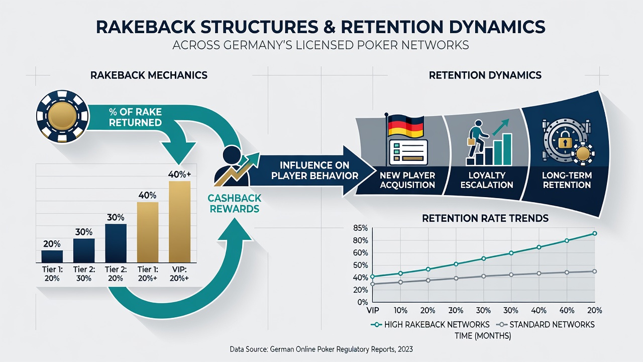 Grafik zur Analyse von Retention-Dynamiken durch Rakeback in lizenzierten Poker-Netzwerken